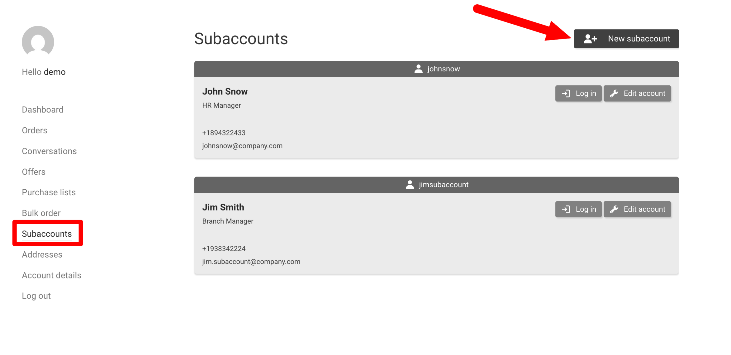 Ajout d'un sous-compte sur l'interface de B2BKing.
