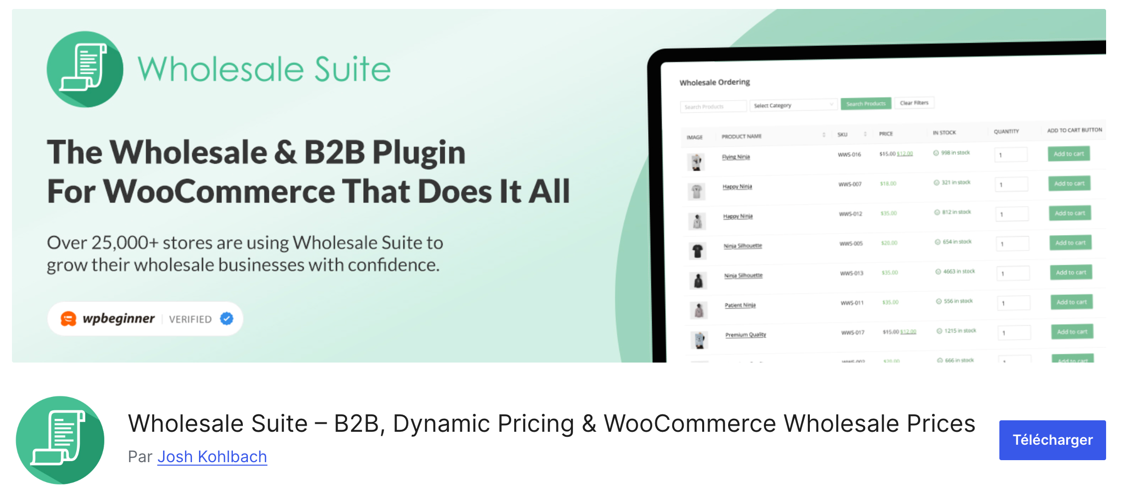 Le plugin Wholesale Suite.